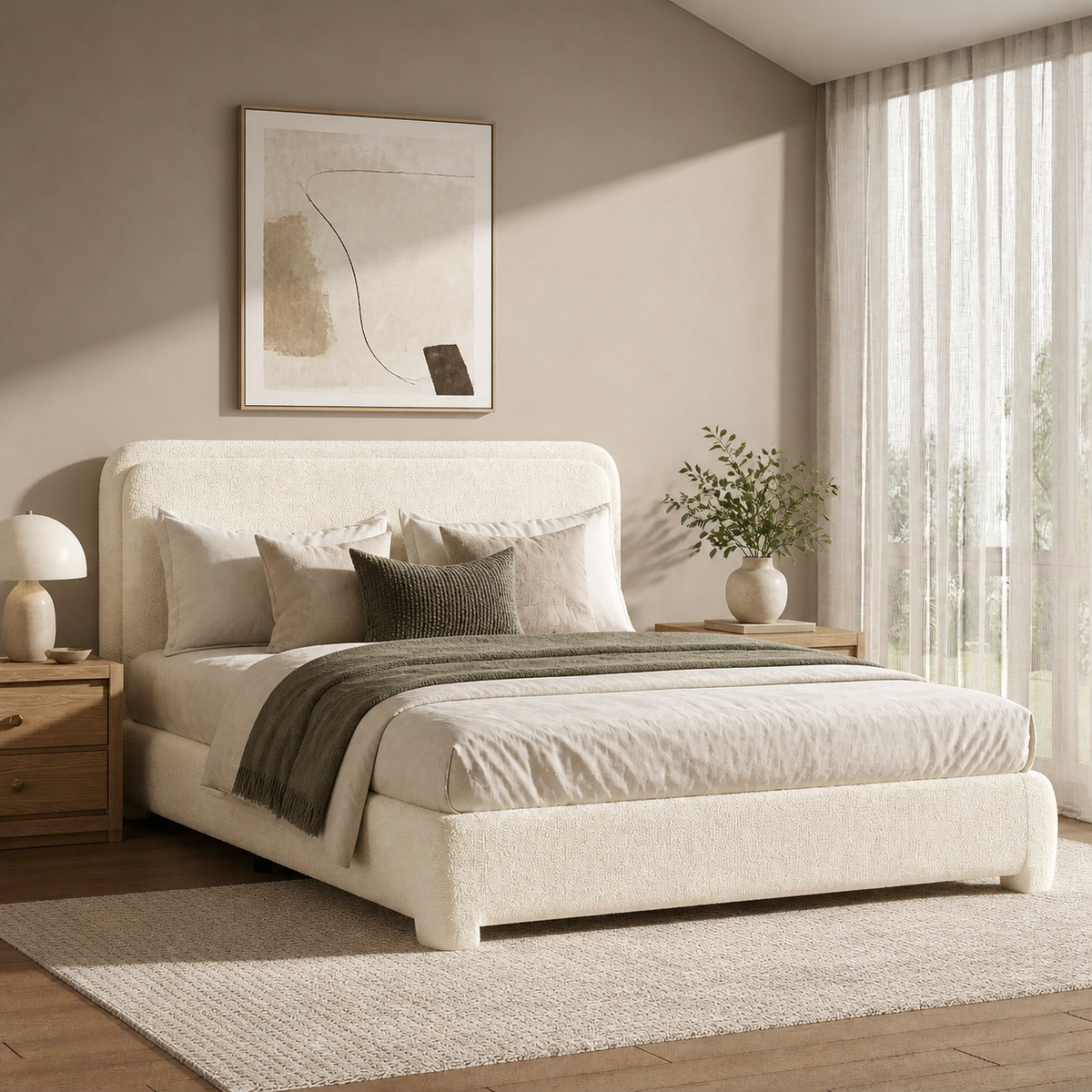 Grevane Vatersay Boucle Platform Bed — product view 1