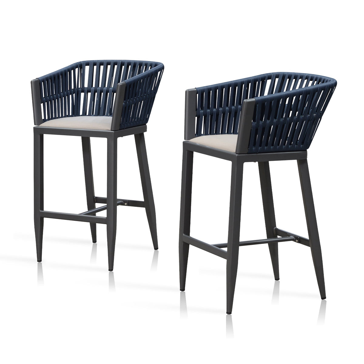 PURPLE LEAF Outdoor Bar Stools Set of 2 for Overweight Wicker Rattan Patio Barstools Woven Modern Bar Chairs with Backrest and Cushions for Garden Outside — product view 4