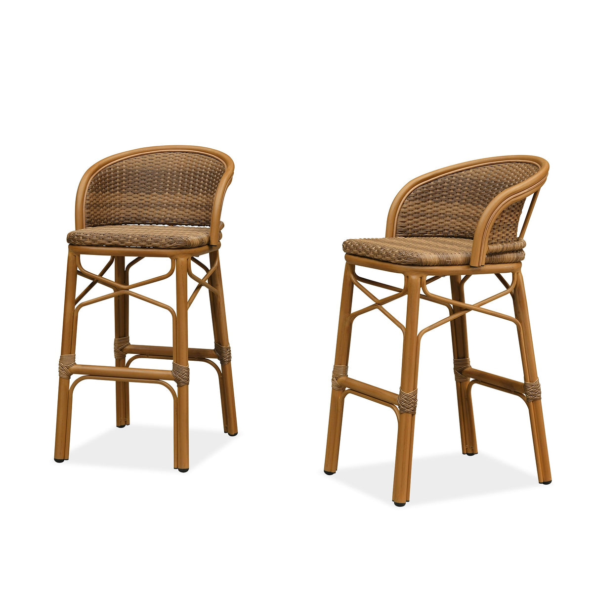 PURPLE LEAF Outdoor Bar Stools Set of 2 Rattan Patio Tall Bar Chairs Aluminum Frame with Back Barstools for Kitchen Garden Backyard Bistros Restaurant — product view 6