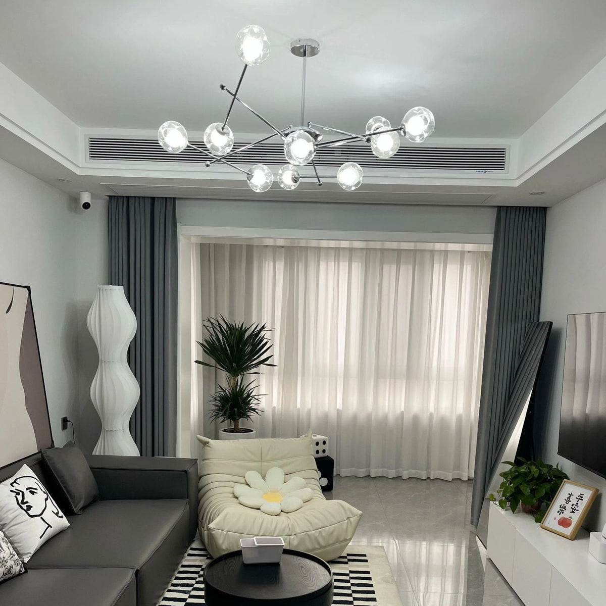 Valentina Modern LED Chandelier Chrome Glass Living Room/Bedroom — product view 4