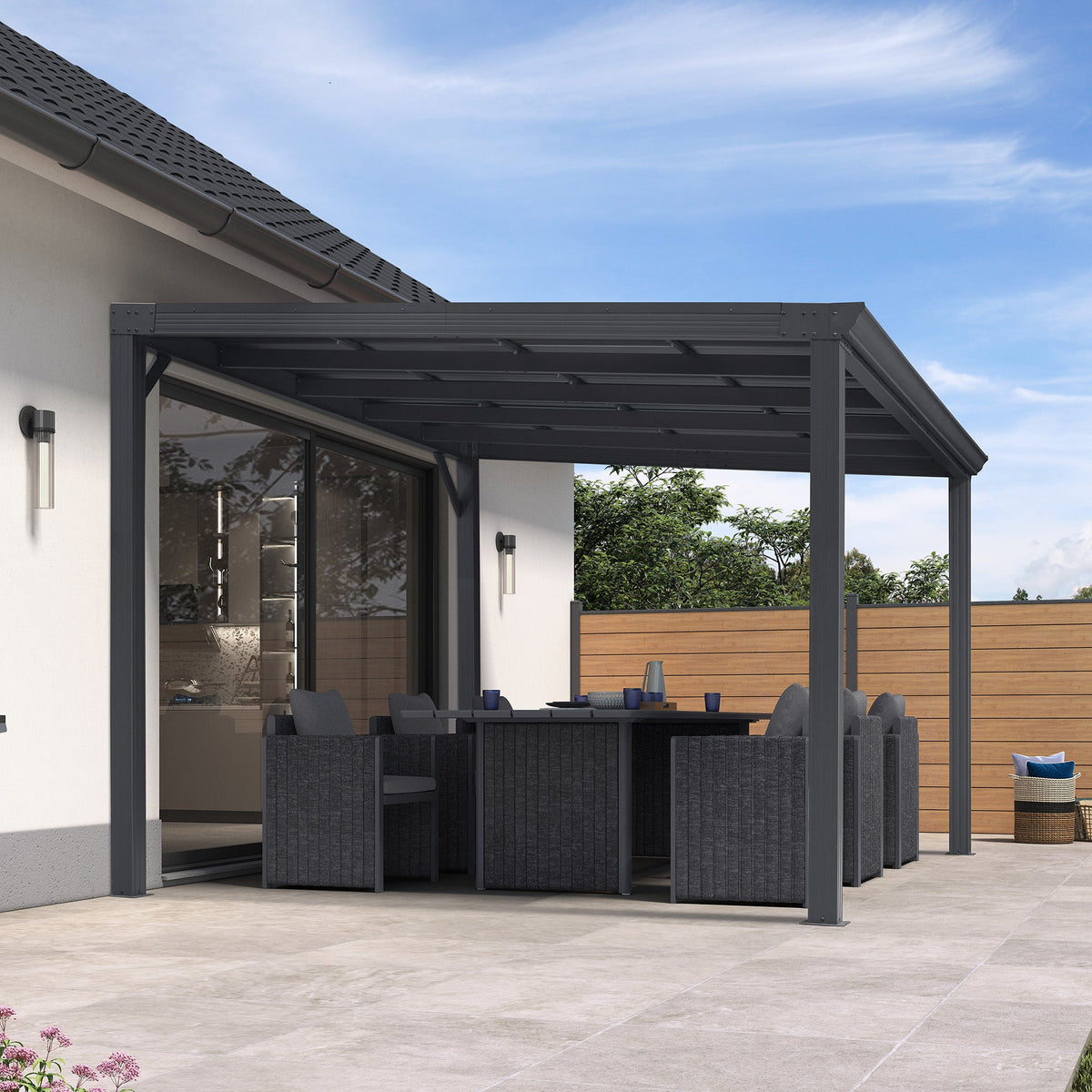 PURPLE LEAF Premium Wall-Mounted Lean to Gazebo with Galvanized Steel Roof for Outdoor Living — product view 4