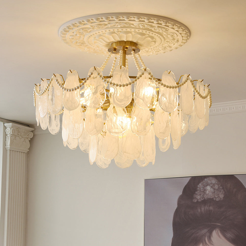 Kristy Elegant Pearl/Glass/Metal Chandelier, White — product view 3