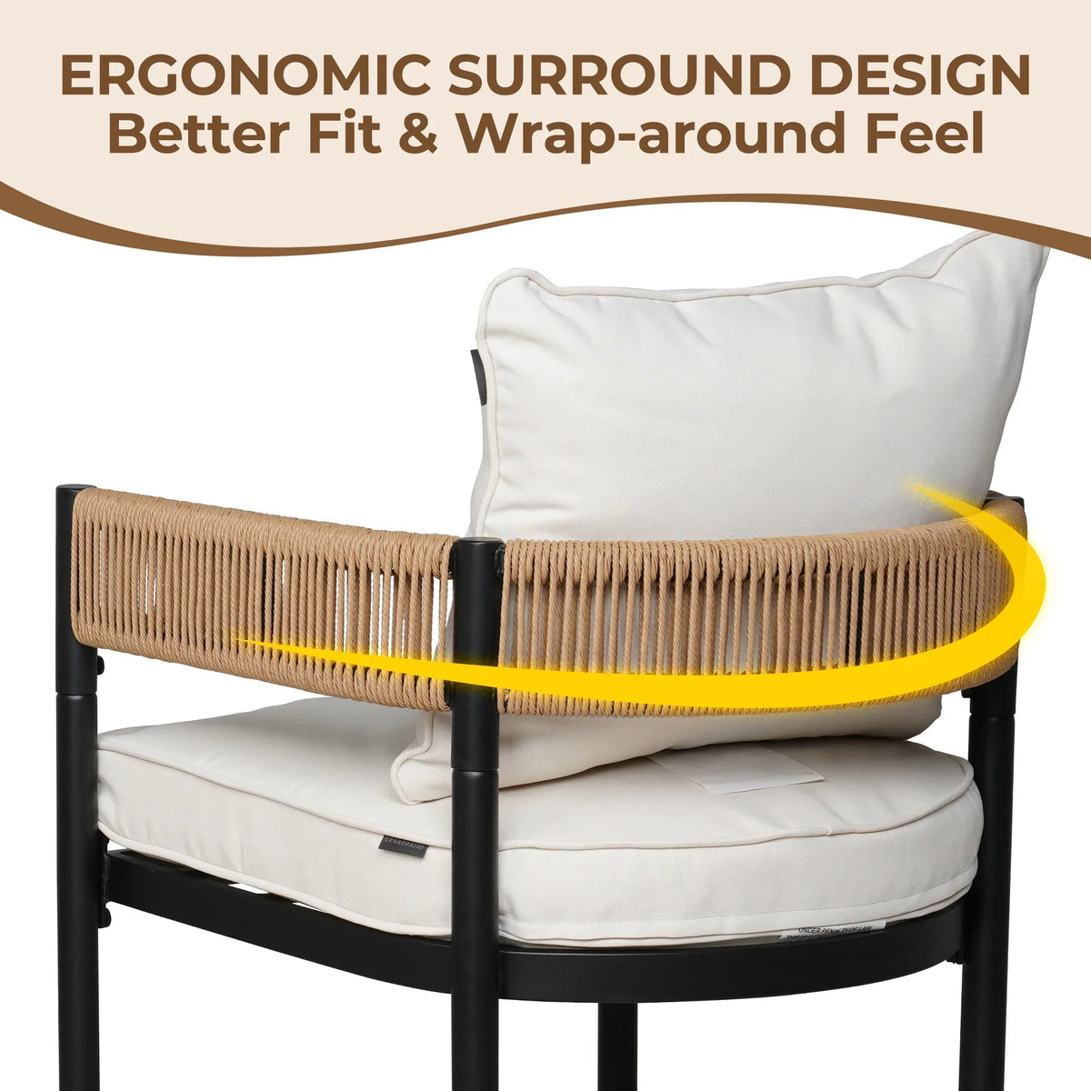 LOUNGE YARD Steel Outdoor Dining Side Chairs, Patio Chairs with Grey Cushions — product view 4
