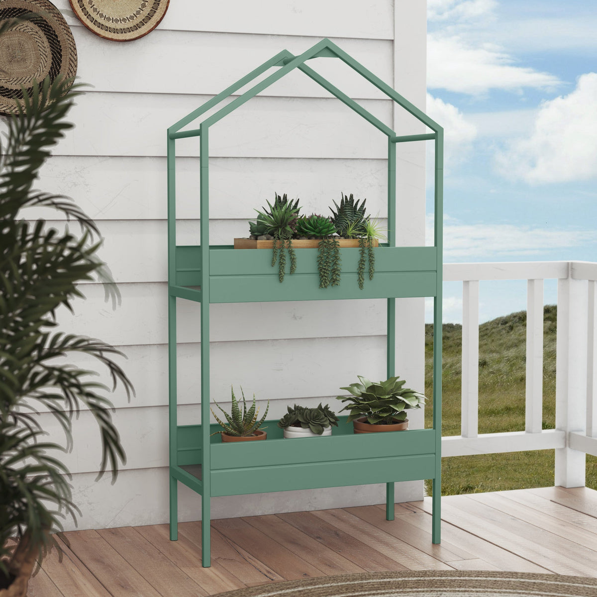 LOUNGE YARD House-shaped Plant Stand, 2 Tier Metal Plant Shelf — product view 6