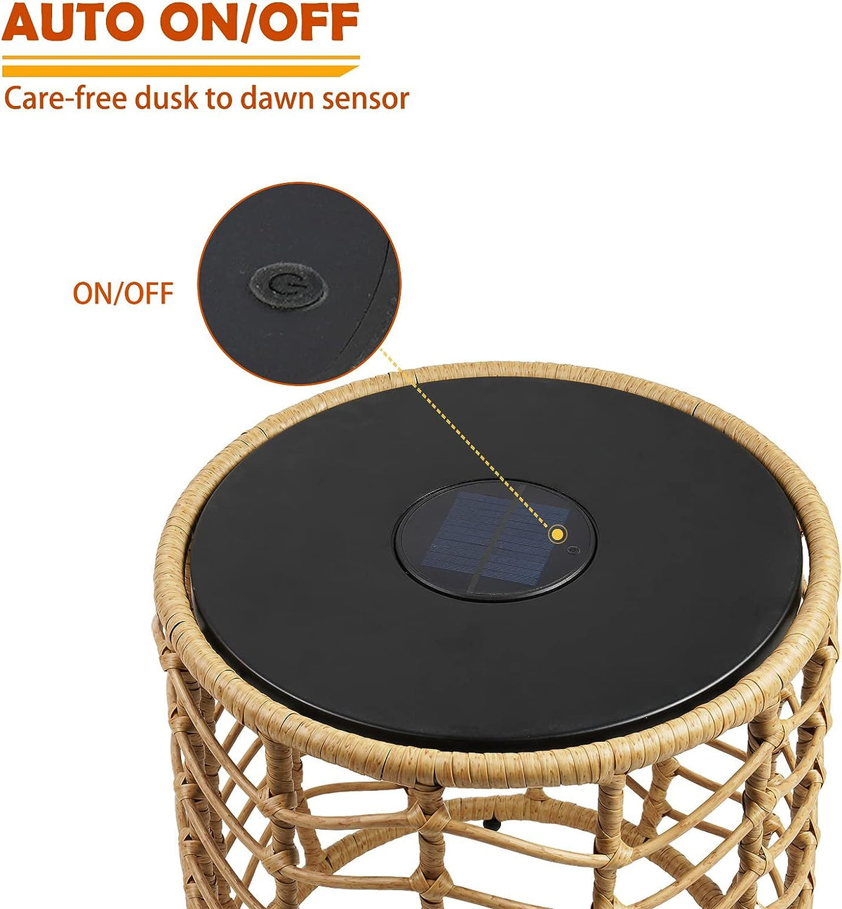 LOUNGE YARD Boho Style Wave Nesting Tables with Built-in Solar-power Lights Set of 2 — product view 5