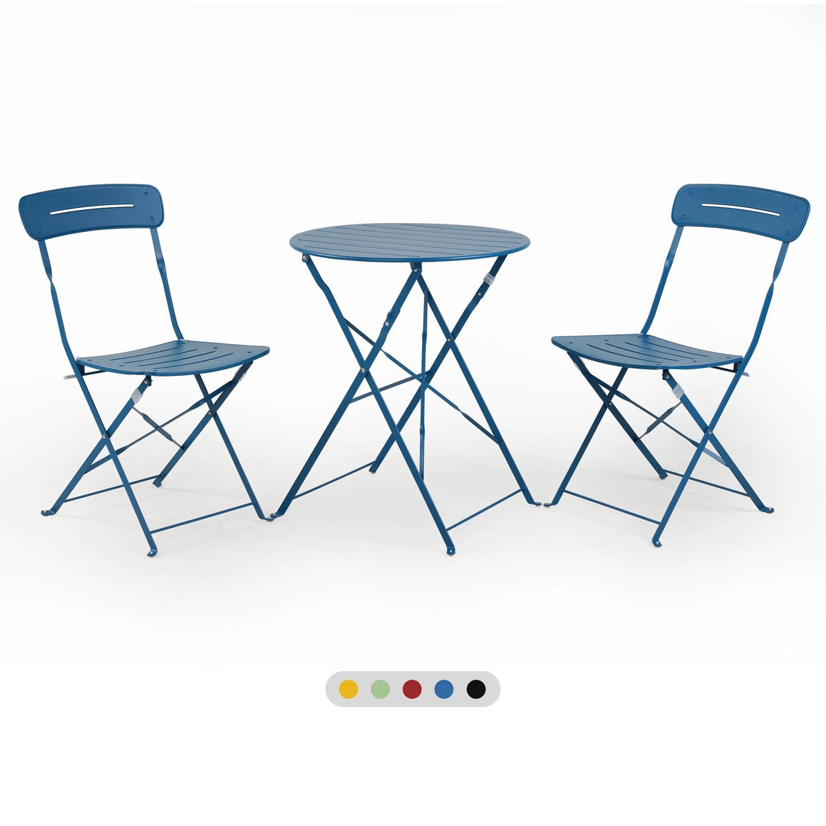 LOUNGE YARD 3-Piece Foldable Bistro Set with Round Table - All-Weather Steel Frame — product view 5
