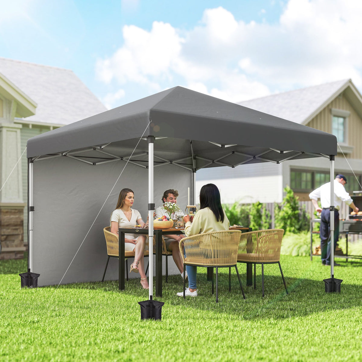 10' x 10' Pop Up Canopy Tent with Sidewalls and Roller Bag, Dark Grey — product view 3