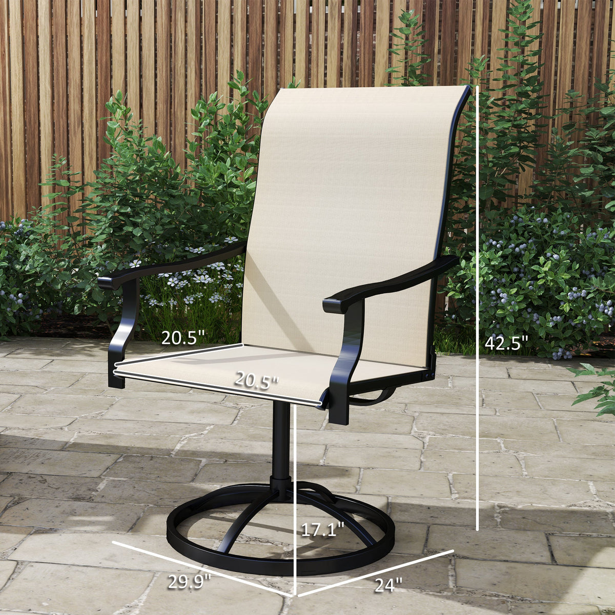 2-Piece Outdoor Patio Swivel Chairs, Beige — product view 5