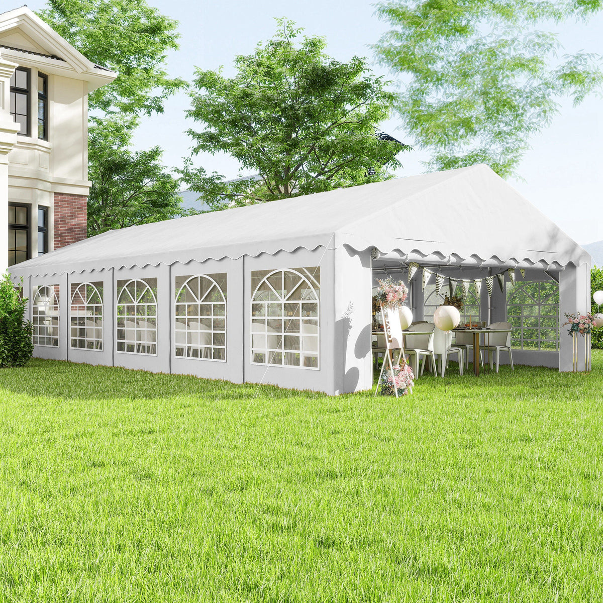 20' x 40' Heavy Duty Party Tent and Carport with Sidewalls, White — product view 4