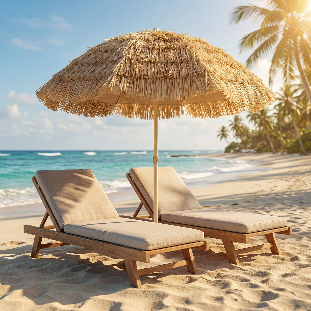 6FT Tiki Umbrella with 8 Ribs and Carry Bag, Khaki — product view 3