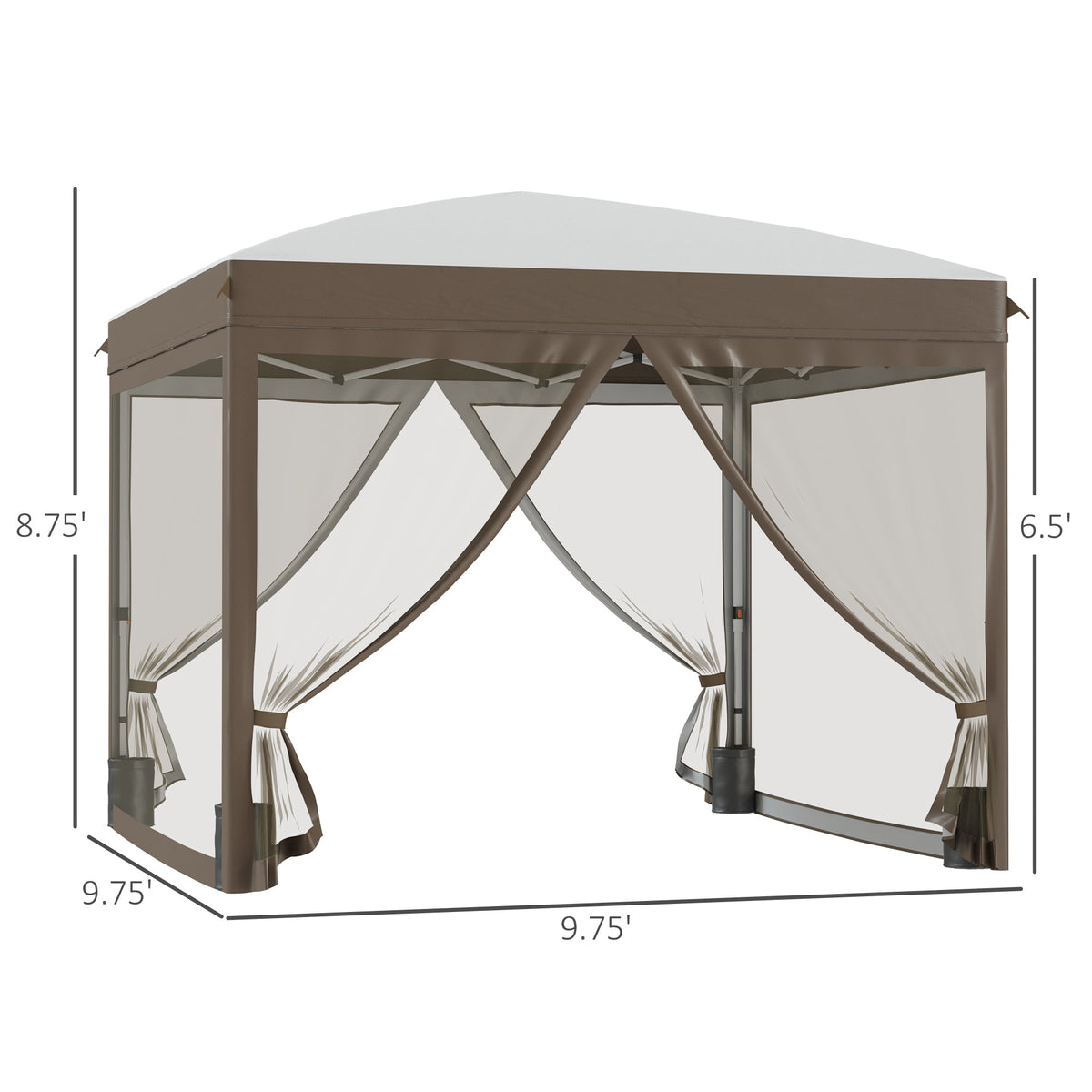 10' x 10' Pop Up Canopy Tent with Netting, Cream — product view 5