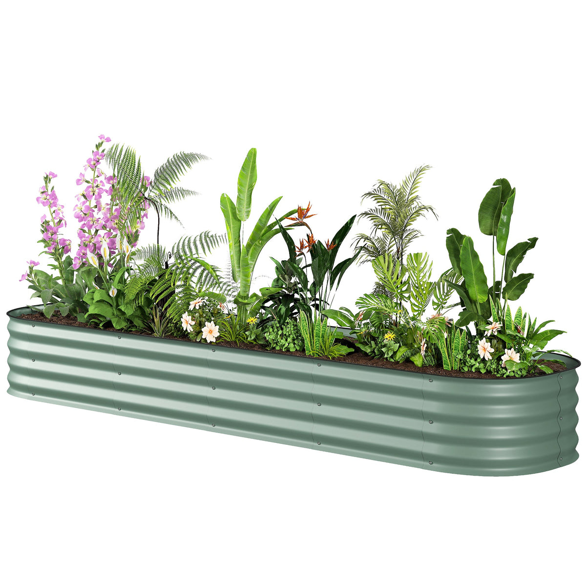 8' x 2' x 1' Galvanized Raised Garden Bed Kit, Green — product view 2