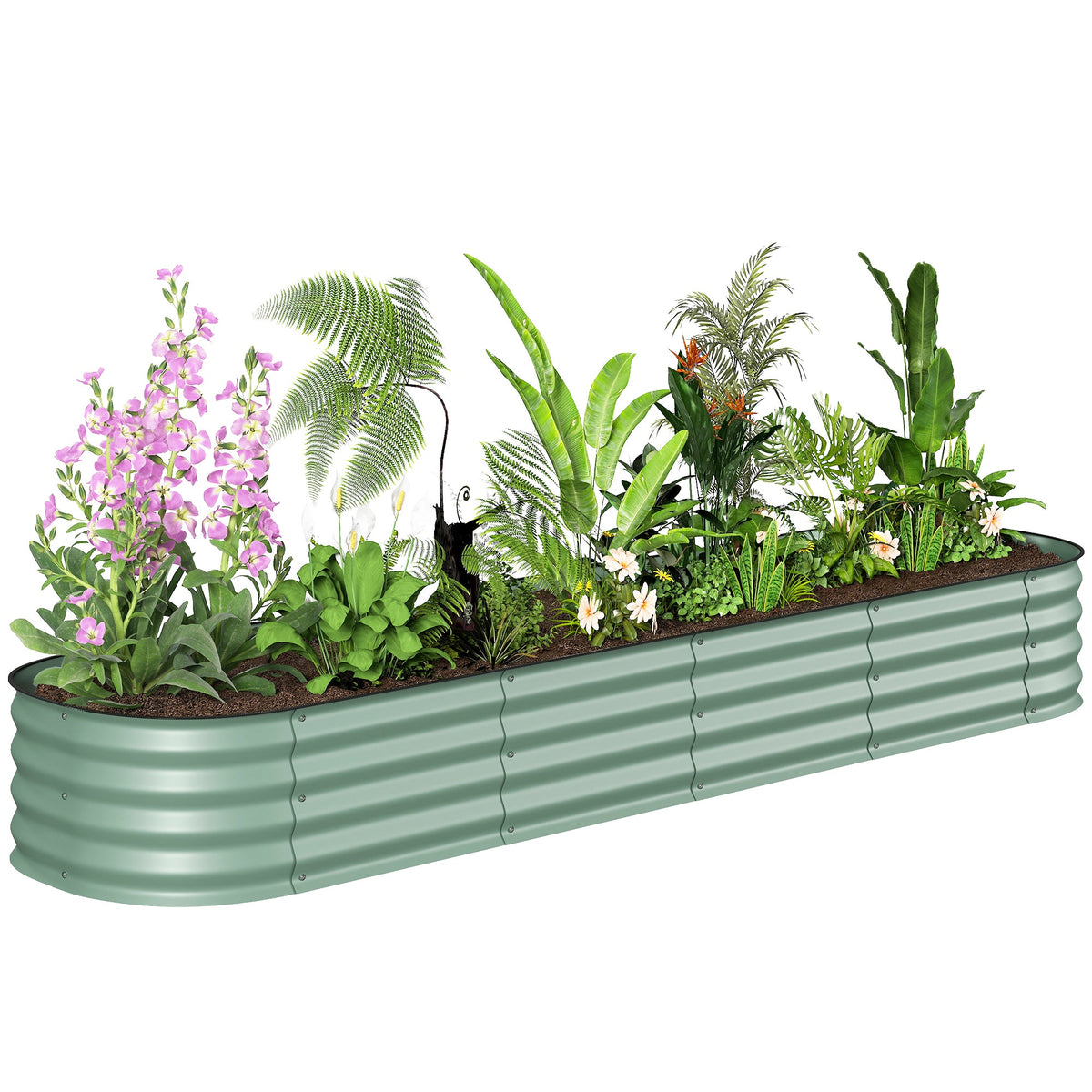 8' x 2' x 1' Galvanized Raised Garden Bed Kit, Green — product view 1