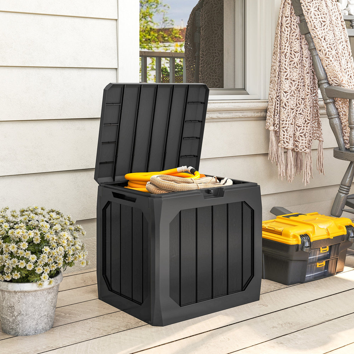 32 Gallon Plastic Deck Box with Handles, Black — product view 3