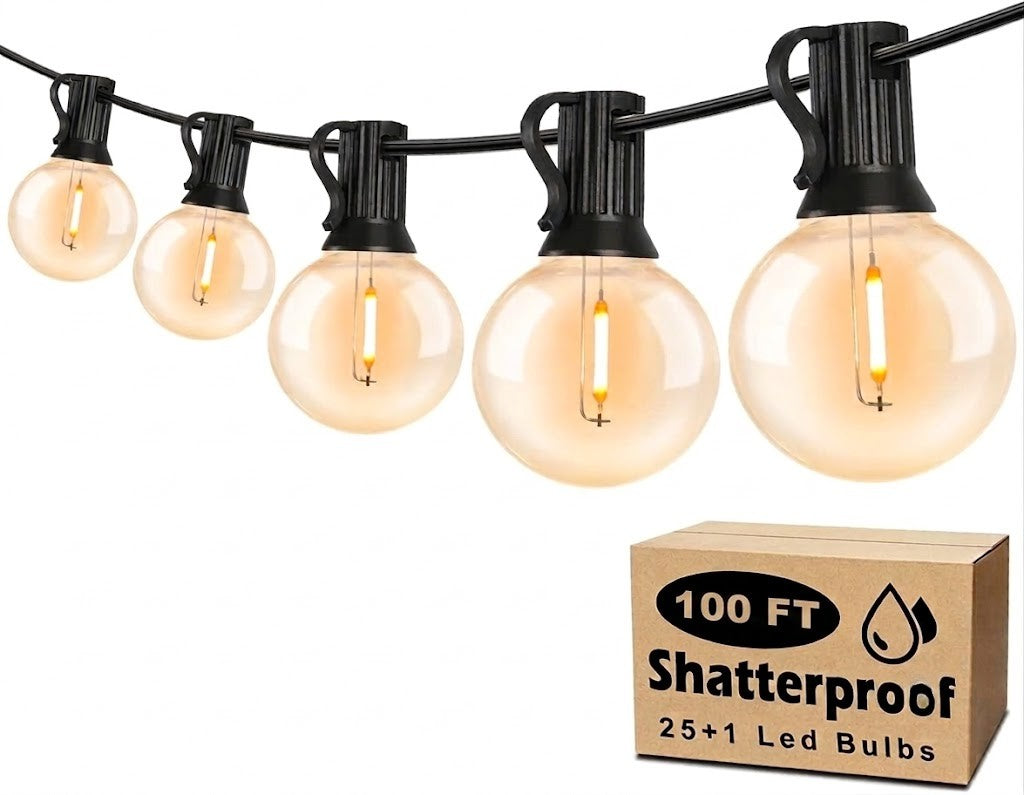 Solar Outdoor String Lights Warm White Globe Bulbs Waterproof Patio Pergola — 33ft 66ft 100ft — product view 3