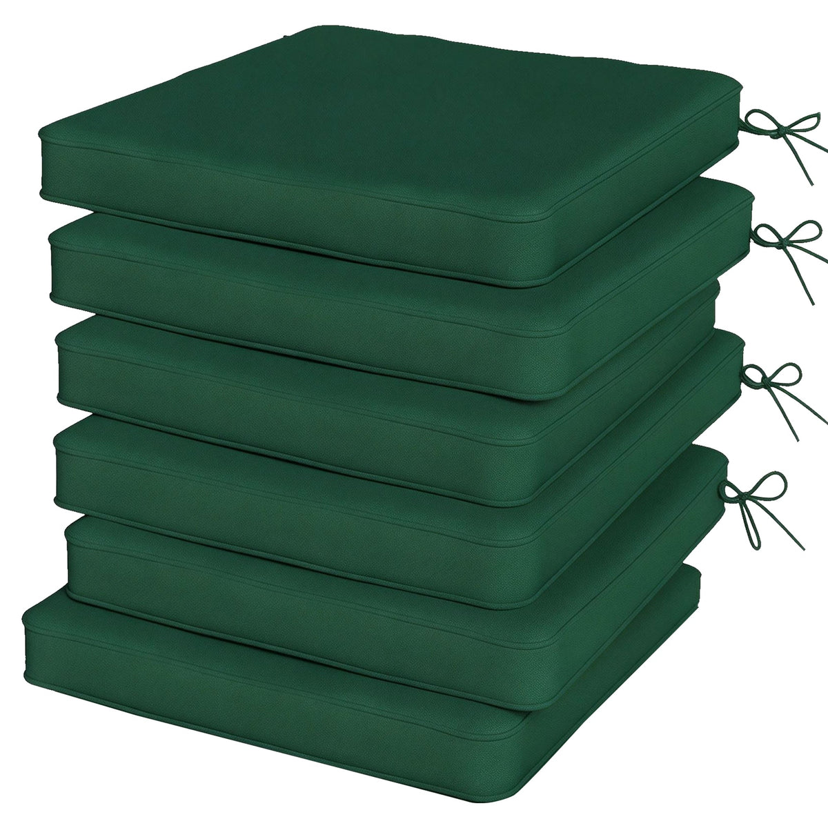 Set of 6 Chair Cushion Seat Pads with Straps, Green — product view 2