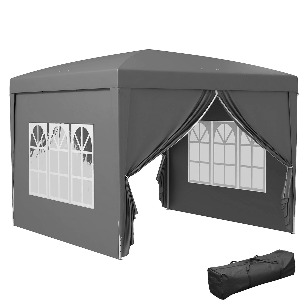 10' x 10' Pop-Up Party Tent Canopy with Carrying Bag, Grey — product view 1