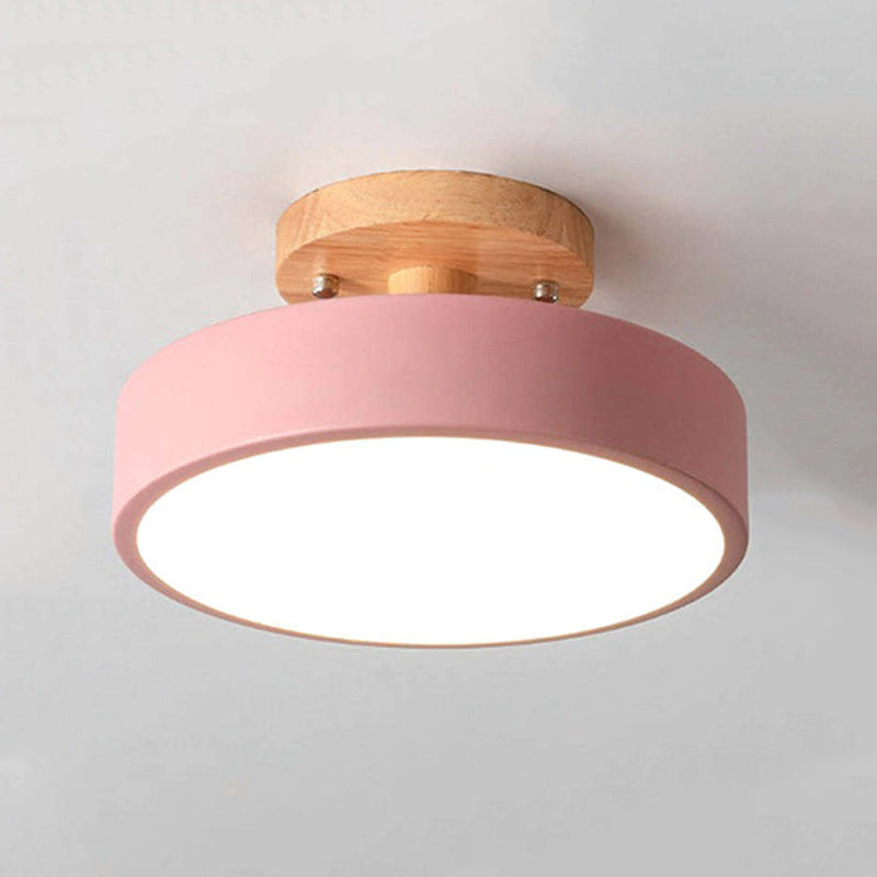 Orya Round LED Flush Mount Ceiling Light Modern Wood Colorful — product view 3