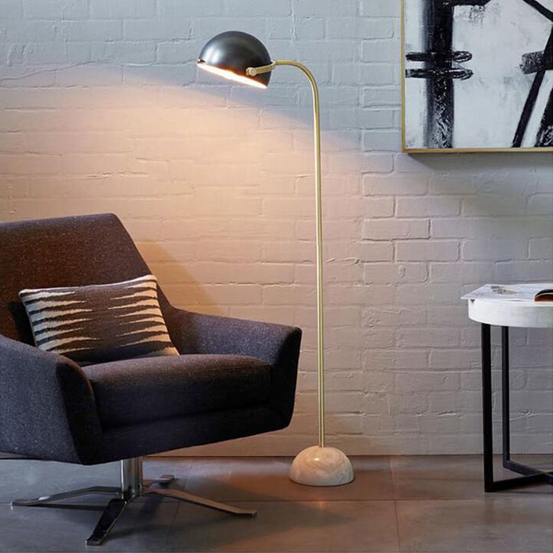 Eryn Floor Lamp Semi Circular Retro/Minimalist, Metal/Marble, Black, Bedroom — product view 1