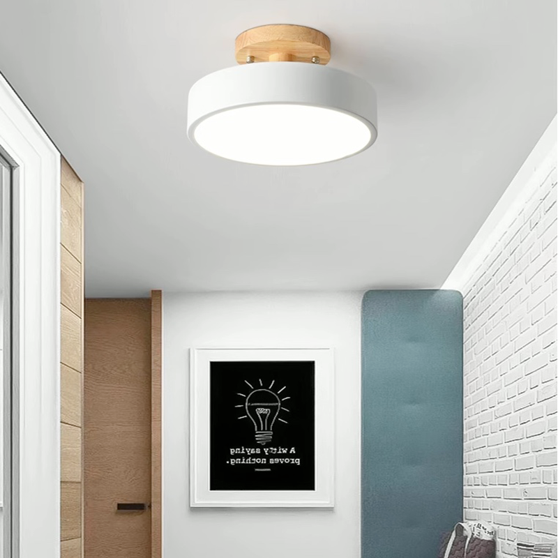 Orya Round LED Flush Mount Ceiling Light Modern Wood Colorful — product view 7