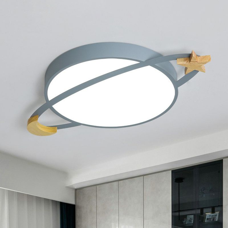 Arisha Modern Round Flush Mount Ceiling Light, Grey/White/Green — product view 3