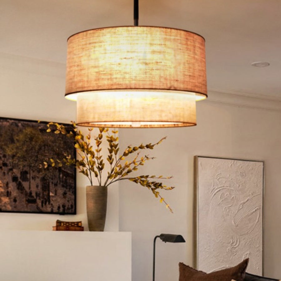 Dumora Double Fabric Drum Pendant Ceiling Light — product view 6
