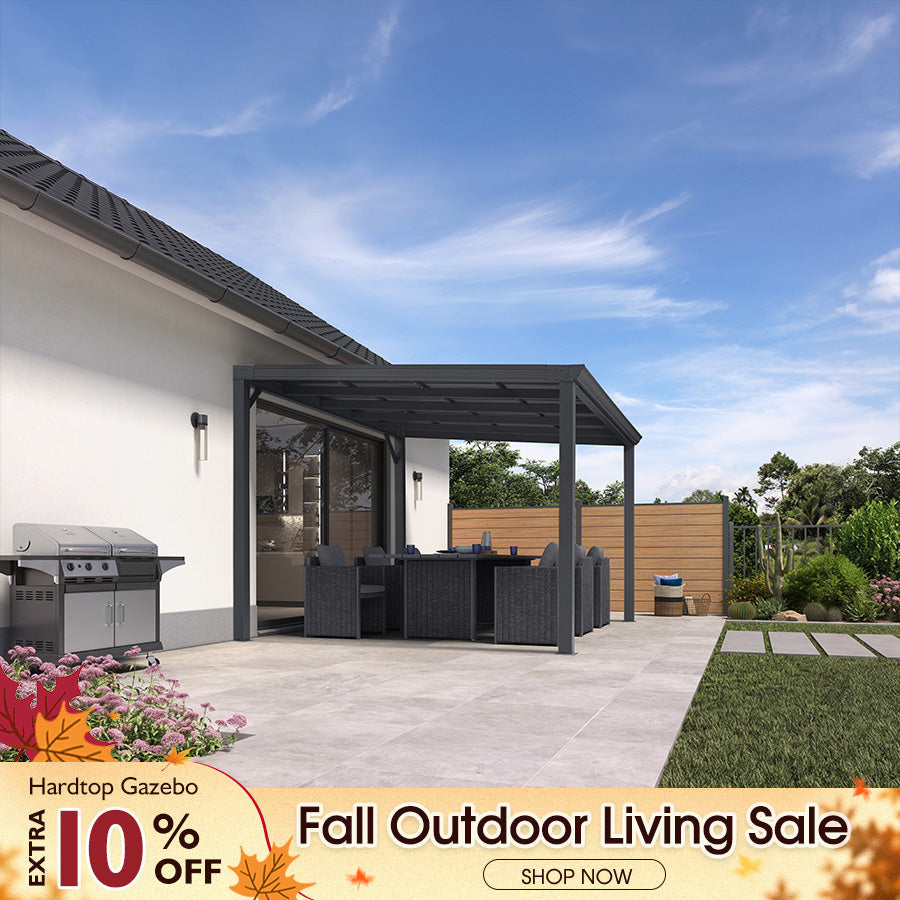 PURPLE LEAF Premium Wall-Mounted Lean to Gazebo with Galvanized Steel Roof for Outdoor Living — product view 1