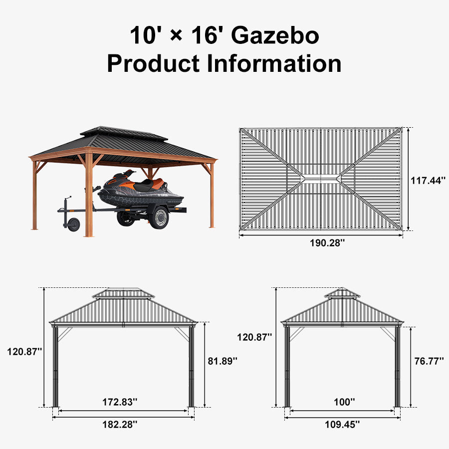 PURPLE LEAF Outdoor Aluminum Carport Heavy-Duty with Wood Grain Aluminum Frame — product view 4