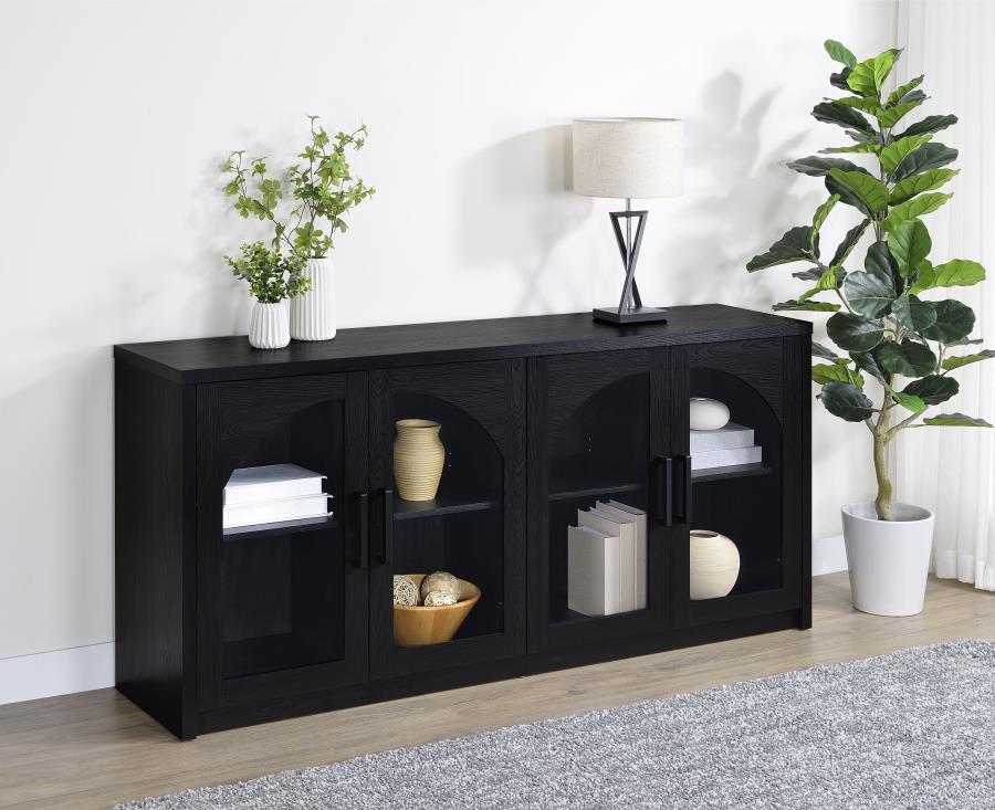 Coaster Riva Black Sideboard with Arched Glass Doors – 103895 — product view 1