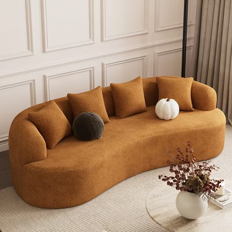 Cloud Sofa | Curved Boneless Chenille Boucle Sectional with Pillows — product view 7