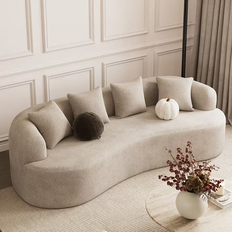 Cloud Sofa | Curved Boneless Chenille Boucle Sectional with Pillows — product view 1