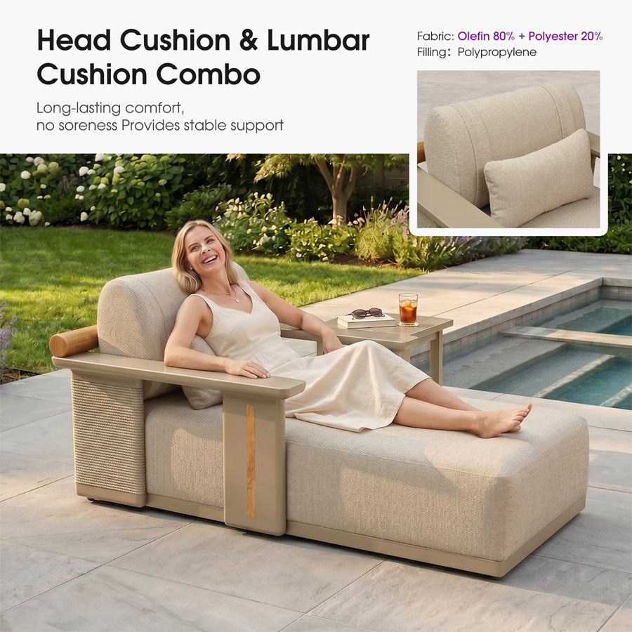 PURPLE LEAF Outdoor Chaise Lounge Chair Aluminum Patio Lounge Chair with Pillow Lounger Recliner Chiar for Beach Pool Lawn Tanning Lounge — product view 3