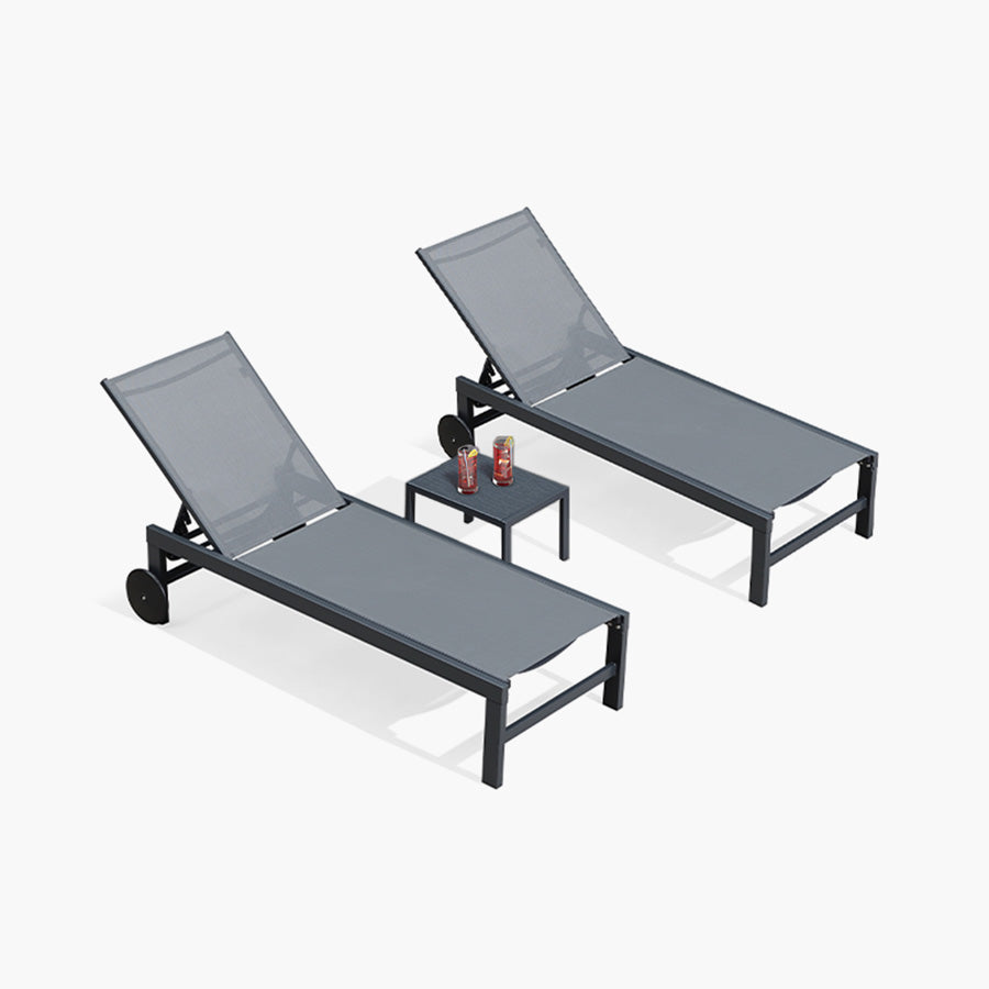 PURPLE LEAF Outdoor Chaise Lounge with Wheels Aluminum Patio Lounge Chair Fade-Resistant Pool Lounge with 5 Position Recliner Includes Side Table for Deck Yard Poolside — product view 1