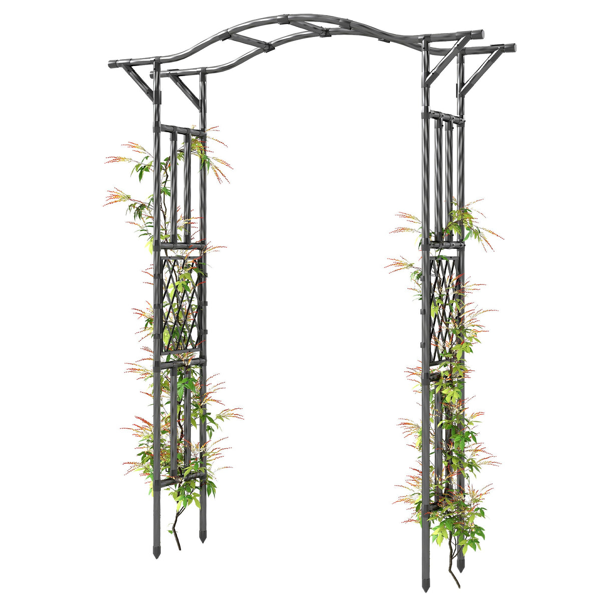 7.5ft Garden Arch with Extended Top for Climbing Plants, Black — product view 2