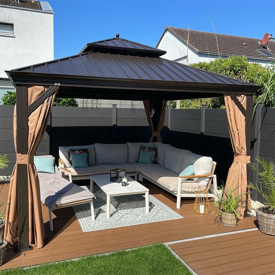 PURPLE LEAF Outdoor Hardtop Gazebo for Garden Bronze Double Roof Aluminum Frame Pavilion with Reinforcement Support Rod — product view 2