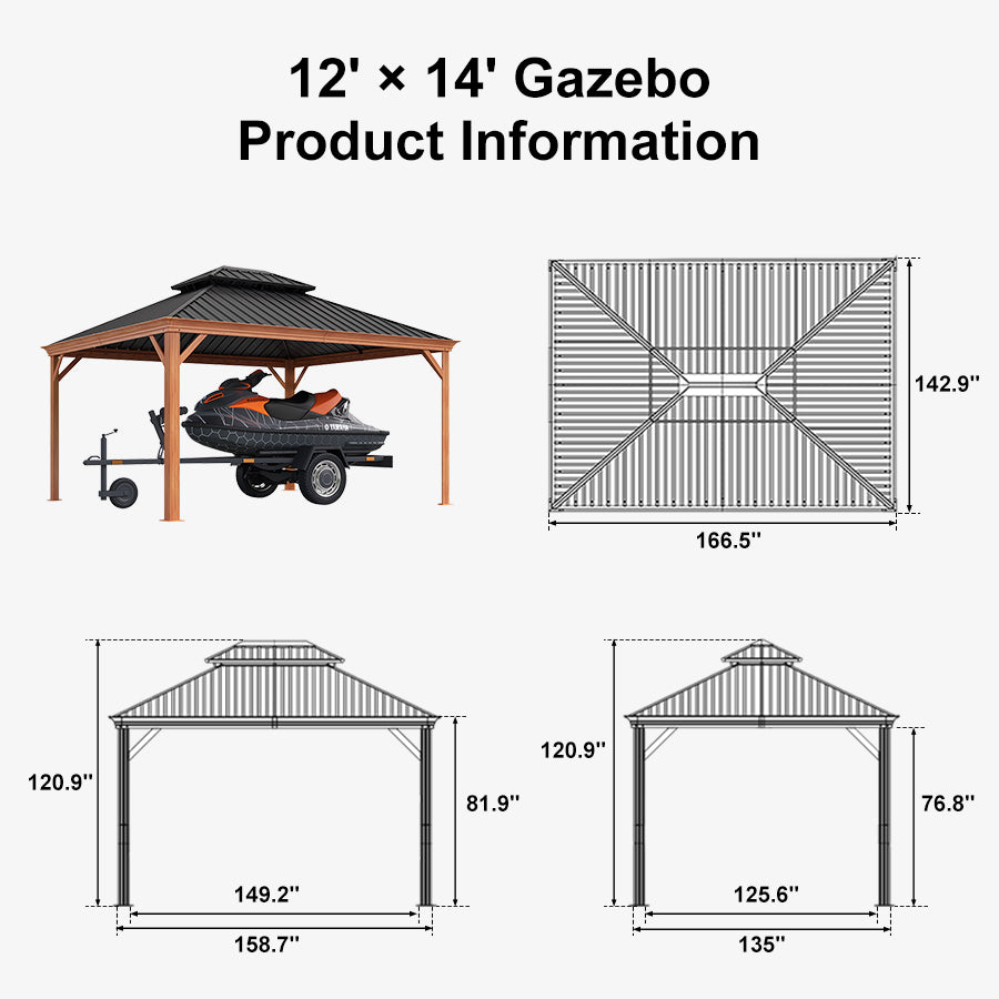 PURPLE LEAF Outdoor Aluminum Carport Heavy-Duty with Wood Grain Aluminum Frame — product view 6