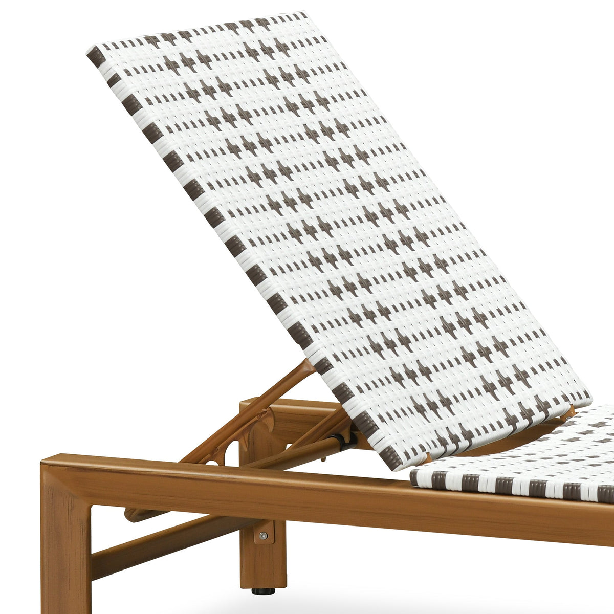 PURPLE LEAF Outdoor Teak Chaise Lounge Chair, Wood Grain Aluminum Outdoor Pool Lounge Chairs with Adjustable Backrest, Breathable Recliner for Patio, Poolside, Garden — product view 7