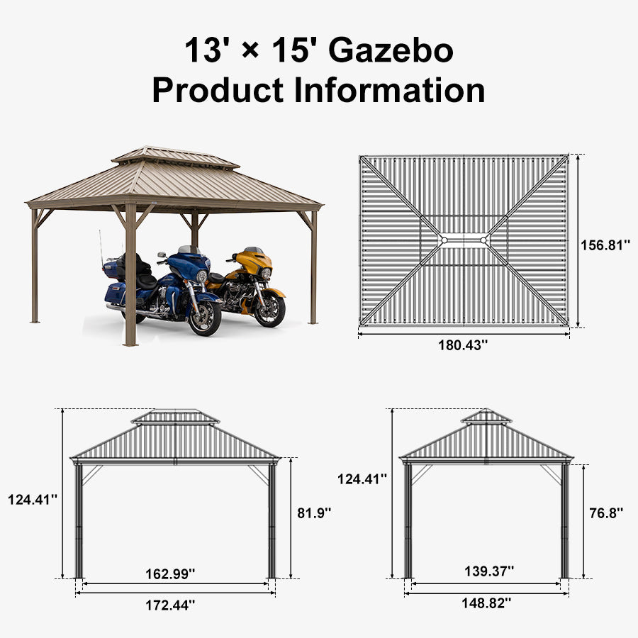 PURPLE LEAF Outdoor Carport Gazebo Champagne Steel Roof Aluminum Frame Shelter for Parking — product view 5