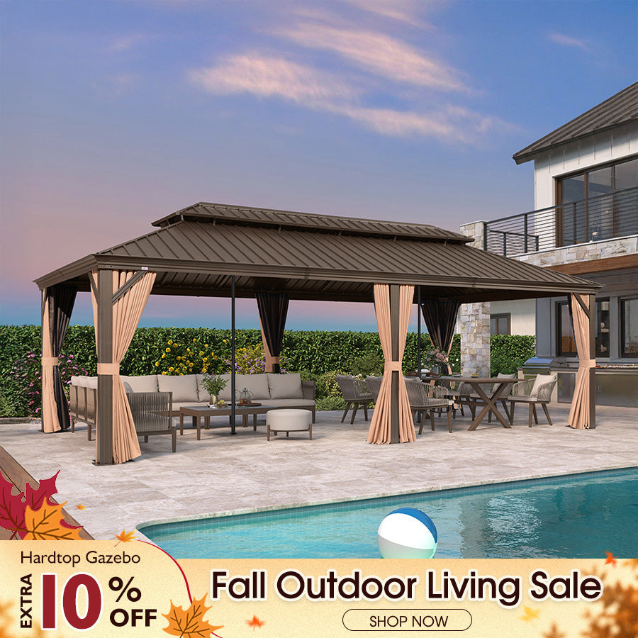 PURPLE LEAF Outdoor Hardtop Gazebo for Garden Bronze Double Roof Aluminum Frame Pavilion with Reinforcement Support Rod — product view 1