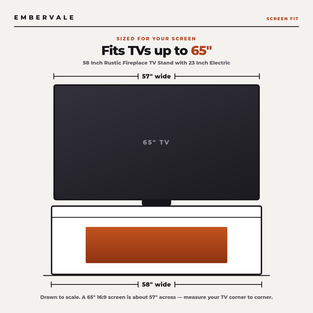 58 Inch Rustic Fireplace TV Stand with 23 Inch Electric Fireplace & Crackling Sound, Traditional Media Console for 65 Inch TVs — product view 4