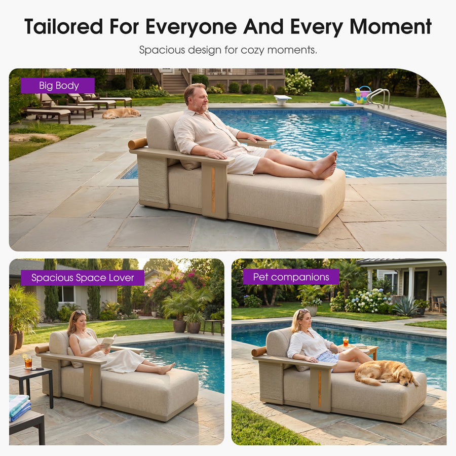 PURPLE LEAF Outdoor Chaise Lounge Chair Aluminum Patio Lounge Chair with Pillow Lounger Recliner Chiar for Beach Pool Lawn Tanning Lounge — product view 4