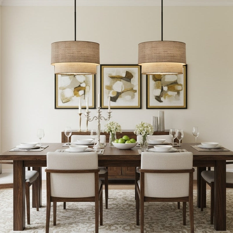 Dumora Double Fabric Drum Pendant Ceiling Light — product view 5