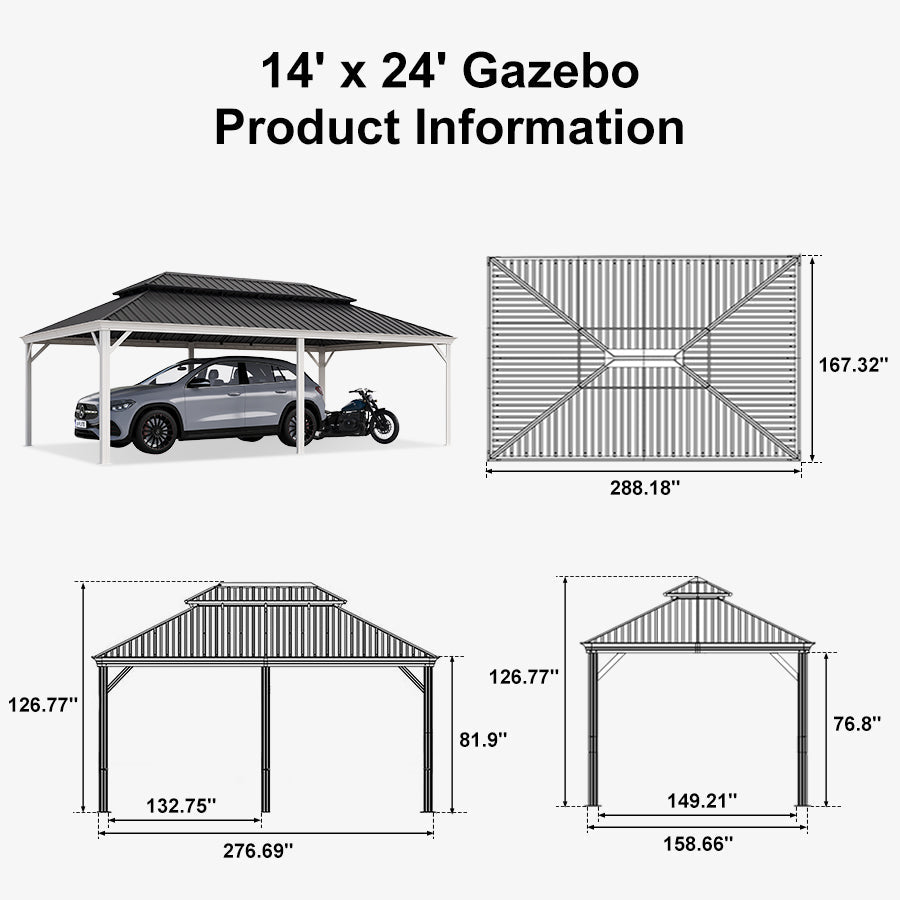 PURPLE LEAF White Metal Carport with Galvanized Steel Roof Aluminum Frame All-Weather Car Shelter — product view 7