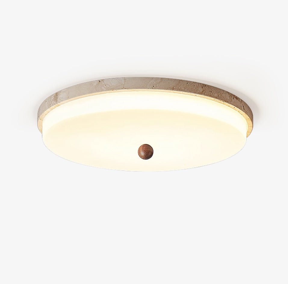 Travertine Orb Stone Flush Mount Ceiling Lamp Natural Yellow Travertine Bedroom Dining — 11 to 19 Inch — product view 1