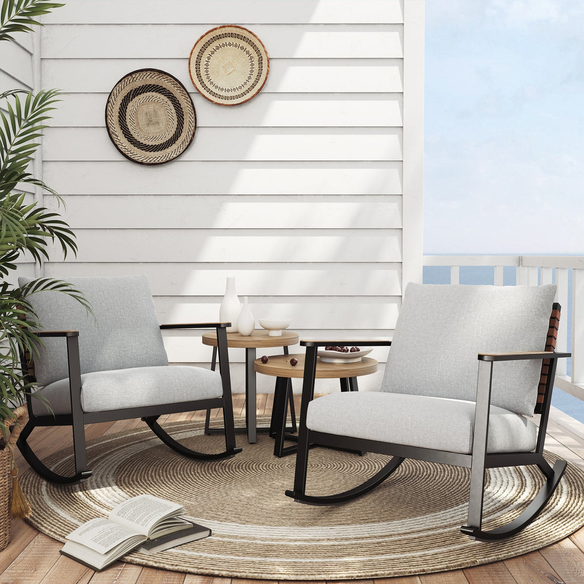 LOUNGE YARD Rocking Chairs Bistro Set with Thick Cushions — product view 1