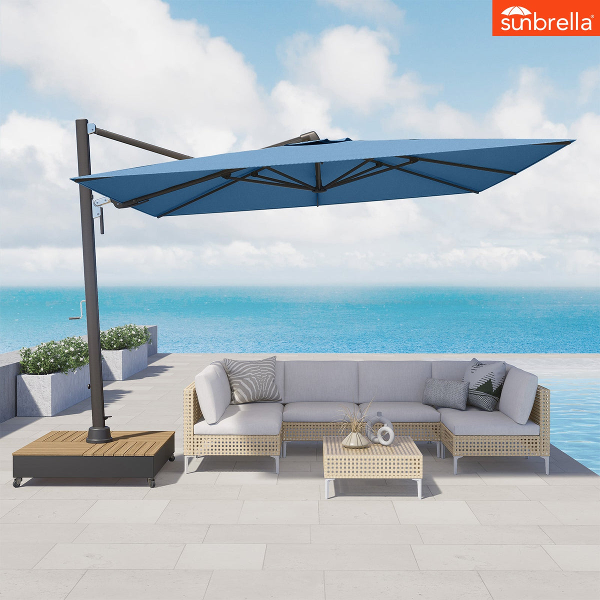LOUNGE YARD 10x13 FT Sunbrella Cantilever Aluminum Umbrella, 5-Year-Non-Fading — product view 1