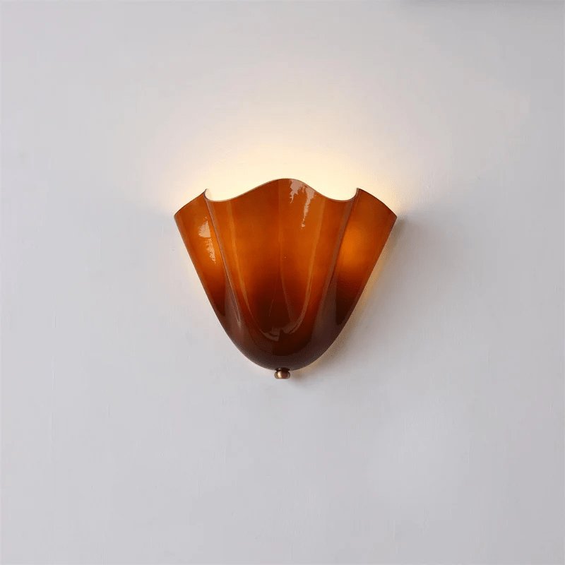 Petalia Glass Wall Sconce Art Deco LED Bedroom Living Room Hallway — Beige Green Brown Amber — product view 4