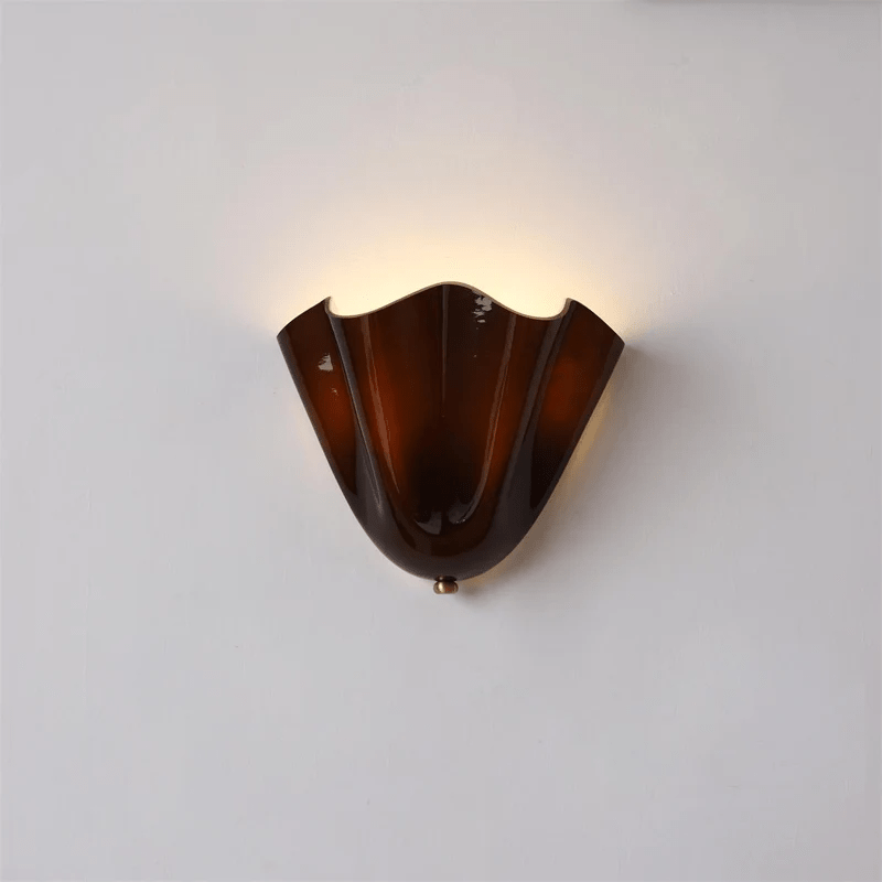 Petalia Glass Wall Sconce Art Deco LED Bedroom Living Room Hallway — Beige Green Brown Amber — product view 3