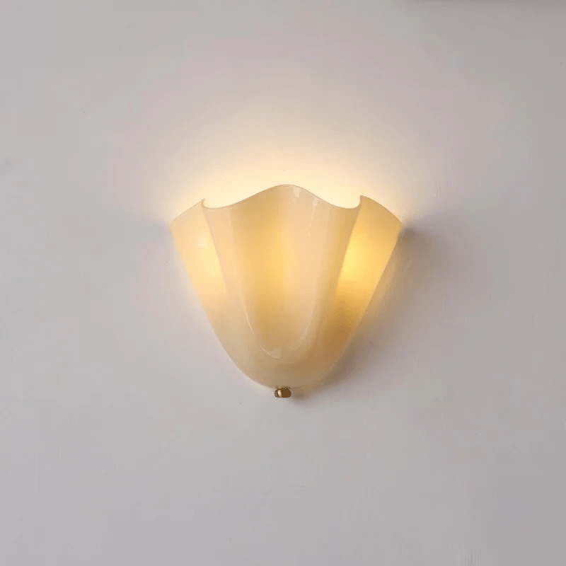 Petalia Glass Wall Sconce Art Deco LED Bedroom Living Room Hallway — Beige Green Brown Amber — product view 1
