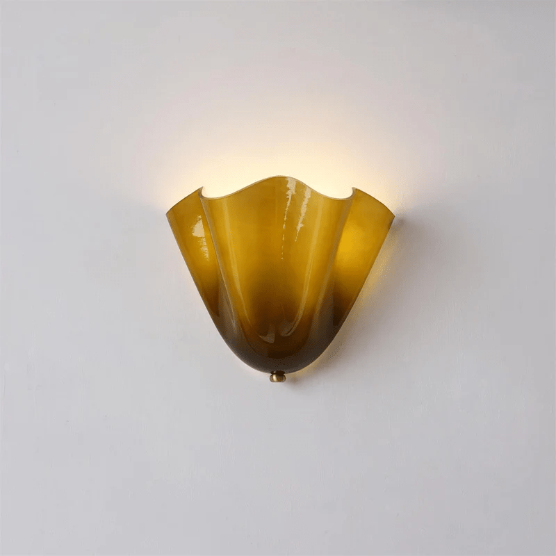 Petalia Glass Wall Sconce Art Deco LED Bedroom Living Room Hallway — Beige Green Brown Amber — product view 2